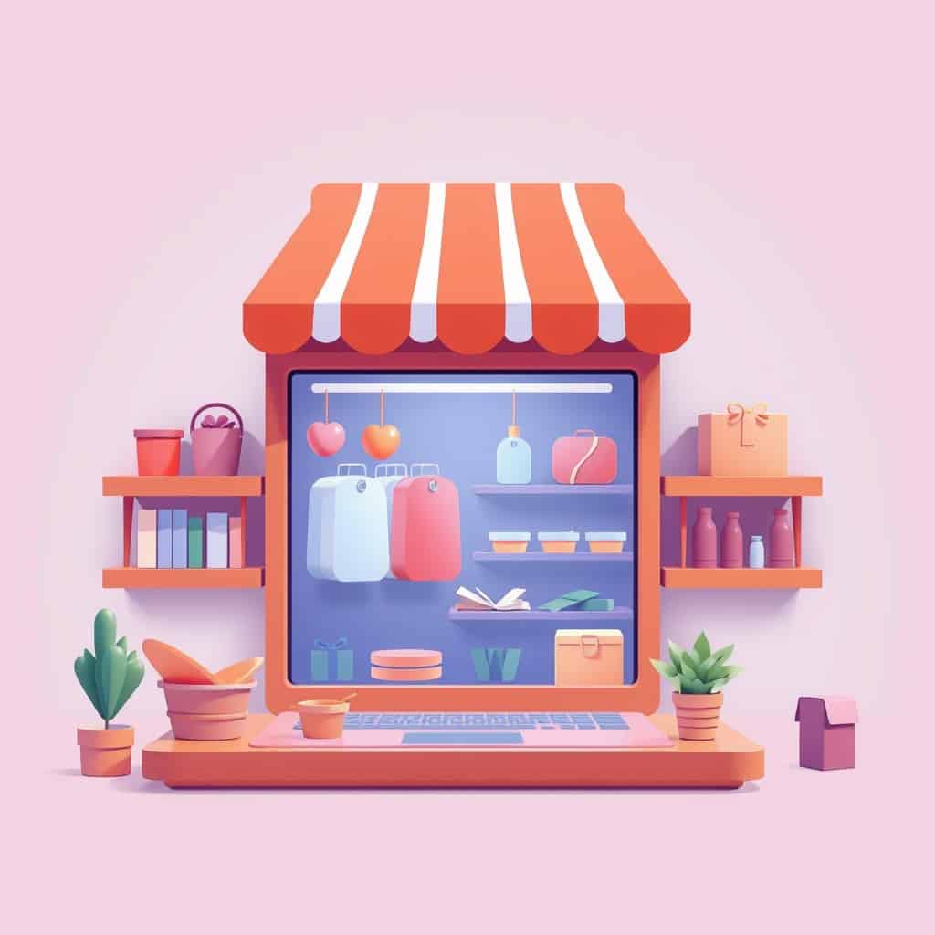 Online-Shop mit bunten Produkten